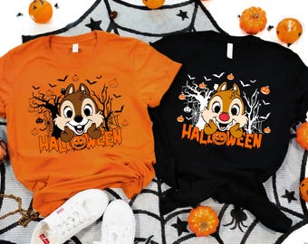 Cute Halloween Couple T Shirts with Funny Cartoon Character Matching Spooky Shirts for Friends or Lovers Fall Season Gift Idea