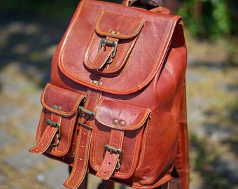 Personalized Leather Mini Backpack, Travel Backpack, Brown Leather Laptop Bag, Gift for Him Her, Handmade Unisex Daypack, Back to School