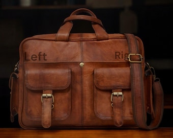 Personalized Leather Messenger, Laptop Bag, Briefcase, Cross-Body, Office Handbag, Rustic Vintage Messenger Bag Valentine Gifts for Men