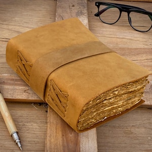 Diario vintage in pelle fatto a mano - Libro delle ombre con incantesimi vuoti, diario Grimorio, taccuino di viaggio, chiusura con lucchetto e bordo frastagliato