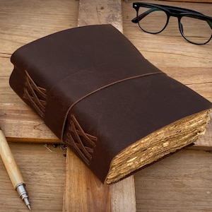 Handmade Vintage leather Journal - Blank Spell Book of Shadows, Grimoire Journal, Travel Writing Notebook, Deckle Edge Paper Lock Closure