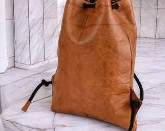Personalized Leather Backpack for Men & Women, Vintage Brown Leather Backpack, Laptop Bag Gift for Him Her, Handmade Travel Bag, Unisex Bag