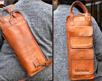 Personalized Leather drumstick bag, Custom drum stick case, Leather drumstick bag, Drummer accessories, Drum accessories, Leather drum stick