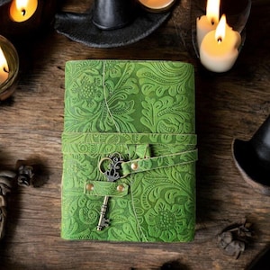 Handmade Leather book, Leather grimoire -Handmade Deckle Edge Paper Leather Bound Journal -Book of Shadow Leather Sketchbook-Drawing Journal
