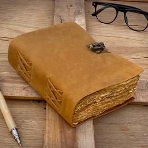 Handmade Vintage leather Journal - Blank Spell Book of Shadows, Grimoire Journal, Travel Writing Notebook, Deckle Edge Paper Lock Closure