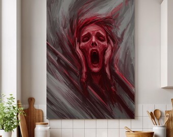 Horror Schädel Wandkunst, Gothic Surreal Screme Leinwand für Dark Home Decor