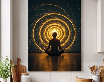 Spiraling Light Canvas Art: Spiritual Awakening Decor, Framed