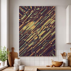 Geometric Striped Abstract Canvas Wall Art – Colorful Bold Lines Modern Print, Framed Contemporary Statement Decor For Living Room