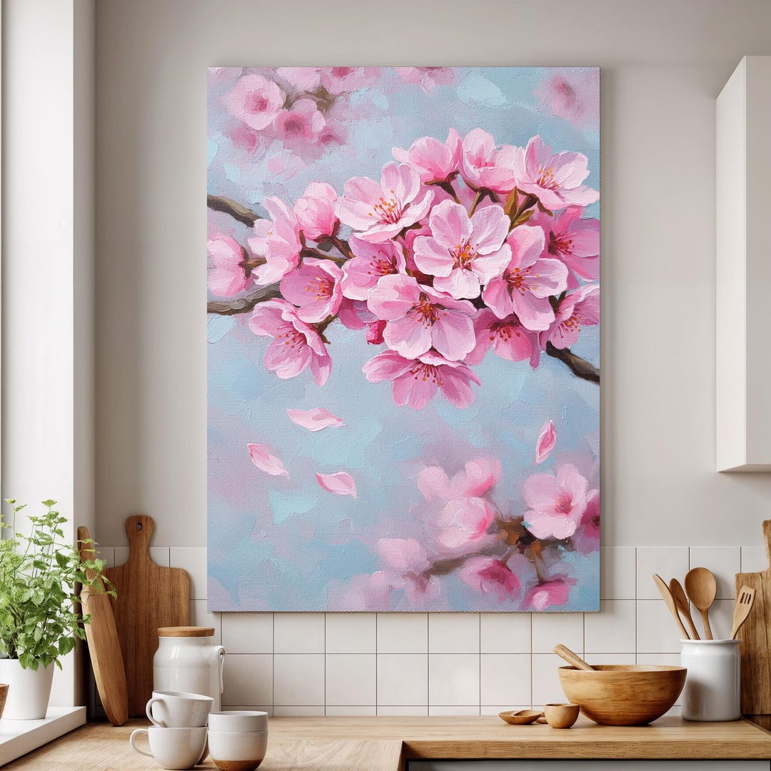 Cherry Blossom Wall Art Japanese Sakura Canvas Print Spring Floral ...