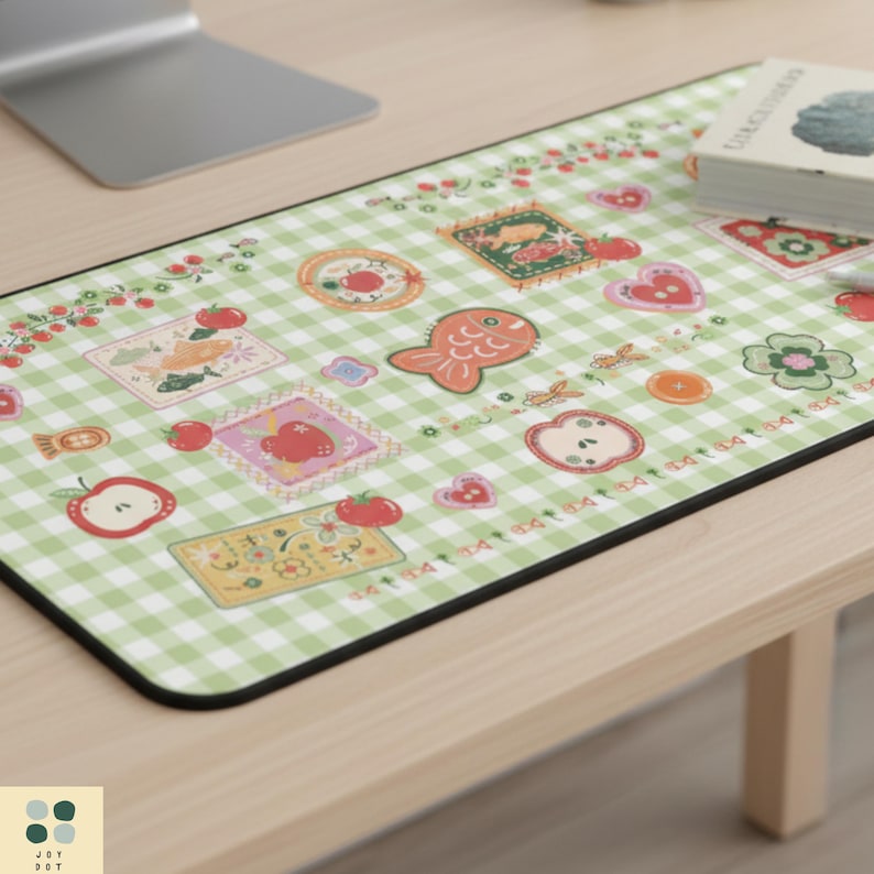 Kawaii Gingham Desk Mat: Cottagecore Food Mouse Pad, Juminocore, Heisei ...