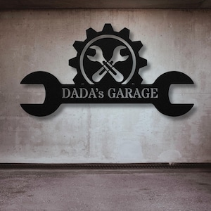 Custom Metal Workshop Sign, Dad Gift, Custom Garage Sign, Personalized Man Cave Decor, Mechanic Workshop Sign, Steel Garage Entrance Decor