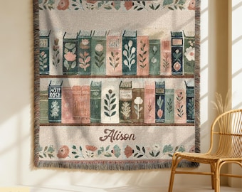 Personalized Book Lover Woven Blanket: Retro Literary Throw