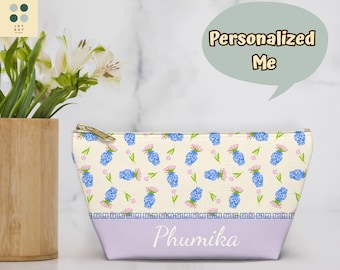 Personalized Chinoiserie Mahjong Tile Bag: Floral Travel Makeup Pouch