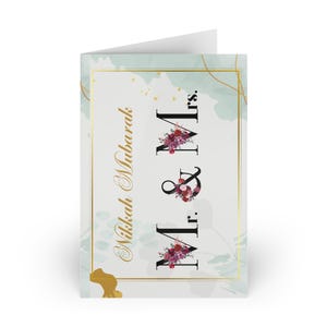 Elegante Blumen Nikkah Mubarak Grußkarten | 1 oder 10-teiliges Set, Hochzeitskarten, Brautparty, Antwortkarten, Einladungen, Liebesbriefe