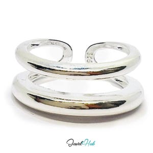 925 Sterling Silver Twin Loop Ring - Open End N-P - Stackable