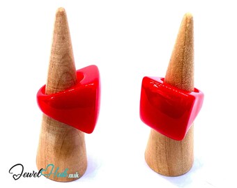 Bold Resin Ring  Red Uk P · Us 8 · Sculptural Square · Handcrafted Statement