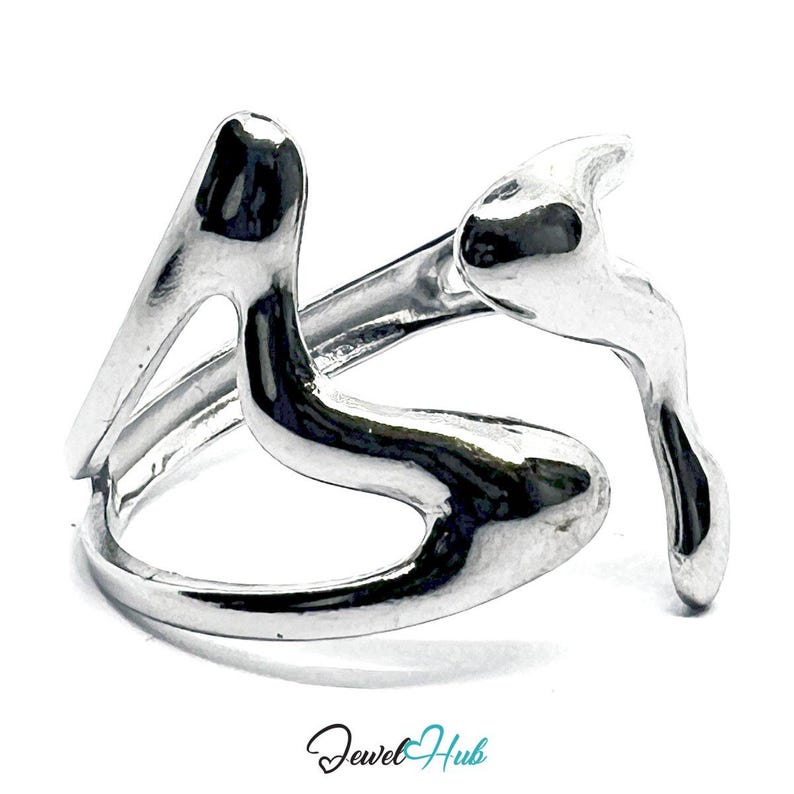 Stainless Steel Silver Wave Ring – Abstract Sculptural Open Design ...