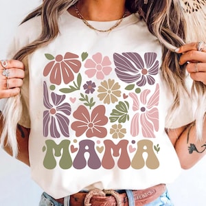 Boho Floral Mama PNG: Retro Mom Shirt Design (Digital Download)