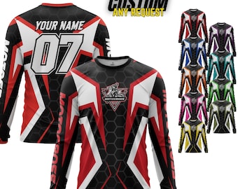 Personalized Name Number Motocross Jersey for Adult Youth,Dirt Bike Long Sleeve Shirt,Custom MX Racing Shirt,Motocross Rider Gift R5