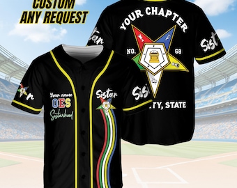 Customize Order of the Eastern Star OES Pentagon Down AF&AM Baseball Jersey Shirt B27