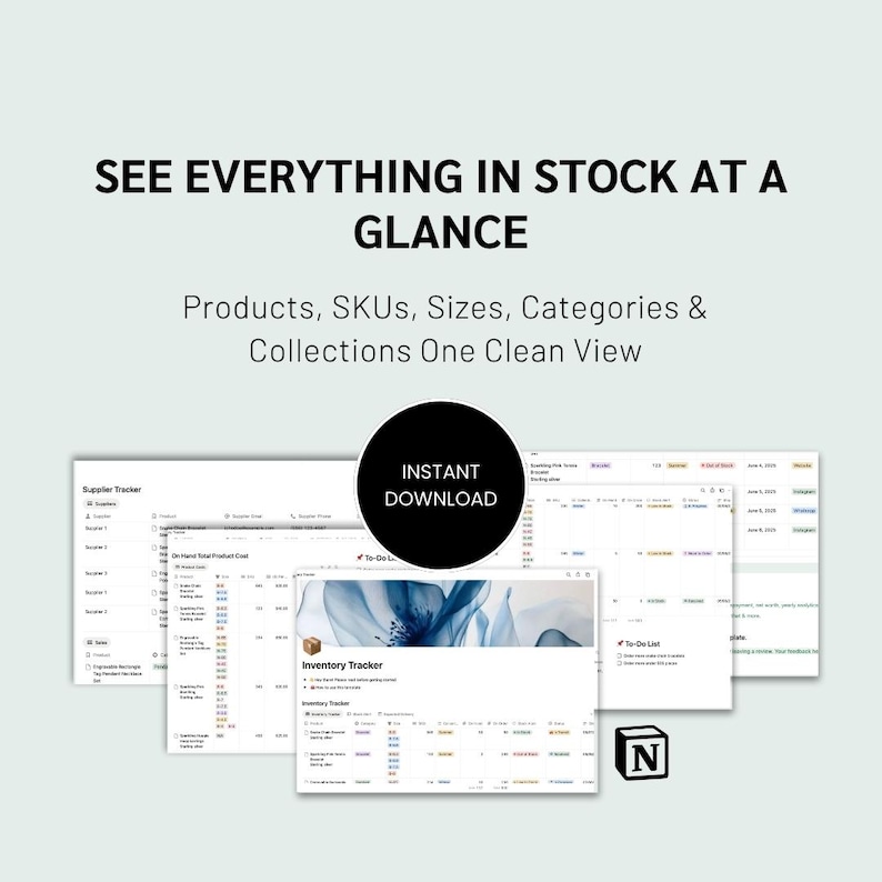 Notion Inventory Tracker, Small Business Bundle, Order Tracker, Stock ...