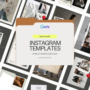 Instagram Templates Canva for Clothing Brands | Fashion Editorial Social Media Kit | Beige Aesthetic 15 Post Bundle