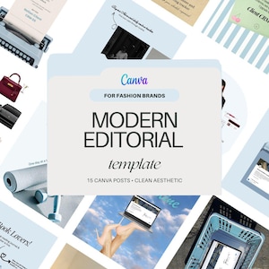 Fashion Brand Instagram Templates | Blue Editorial Canva Feed Bundle (Digital Download)