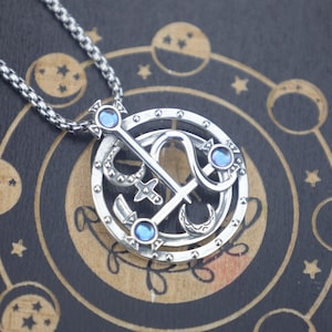Lilith Moonstone Necklace: Sterling Silver Sigil Pendant, Gothic Wiccan Jewelry