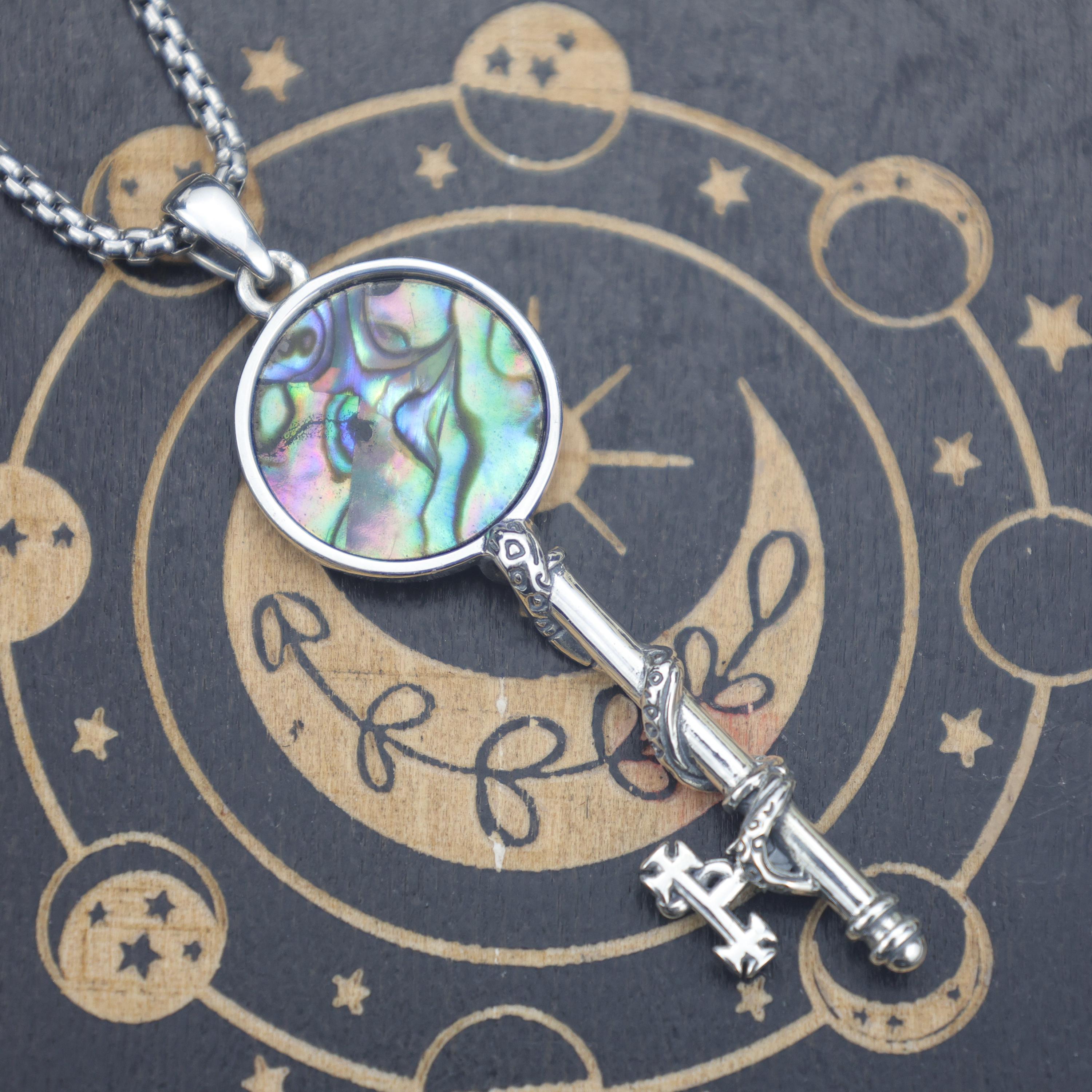 Lilith Sigil Key Necklace: Sterling Silver Abalone Shell Sigil Pendant ...