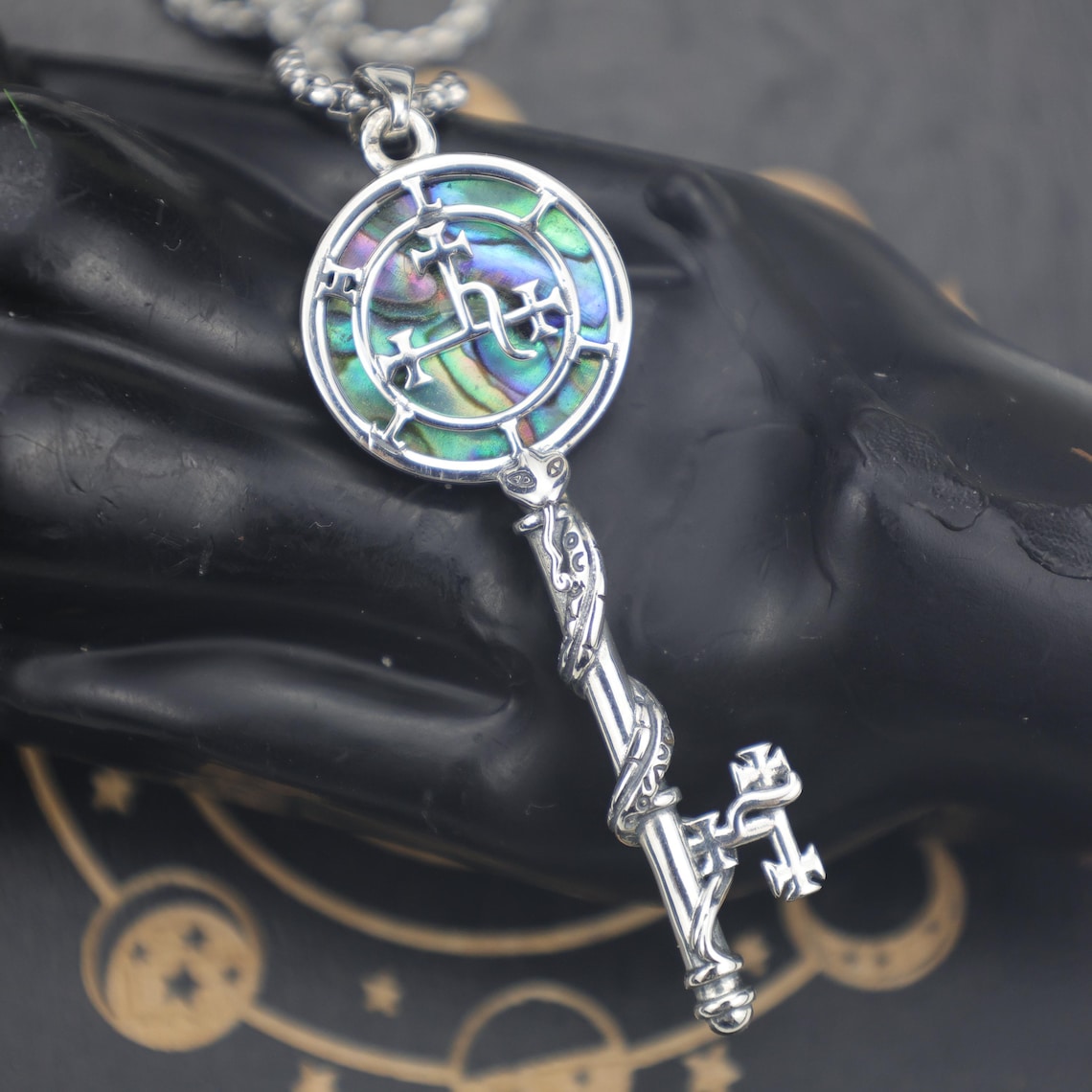 Lilith Sigil Key Necklace: Sterling Silver Abalone Shell Sigil Pendant ...