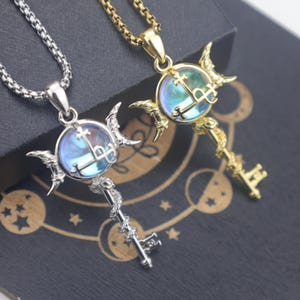 Lilith Key Pendant: Sterling Silver Moonstone Witch Sigil Amulet
