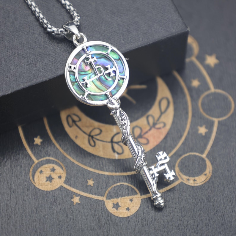 Lilith Sigil Key Necklace: Sterling Silver Abalone Shell Sigil Pendant ...