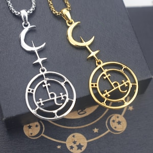 Lilith Necklace – Sigil of Lilith Pendant in 925 Sterling Silver – Black Moon Goddess Amulet – Witchcraft Jewelry – Feminine Power Gift