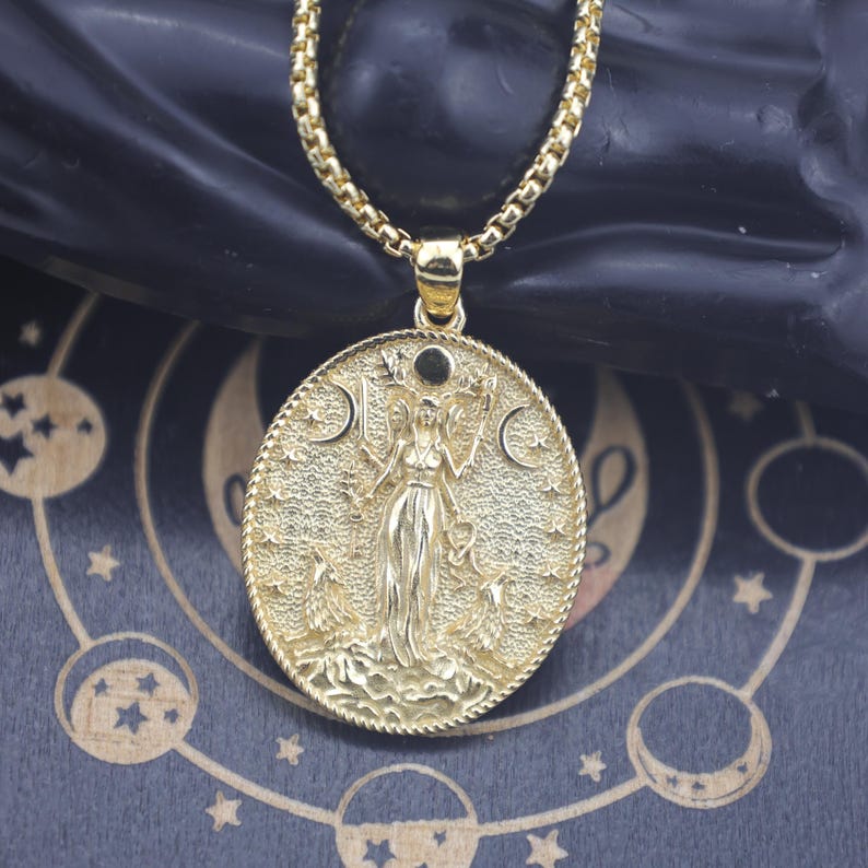 Hecate Triple Moon Goddess Necklace – 925 Sterling Silver Wiccan Amulet ...