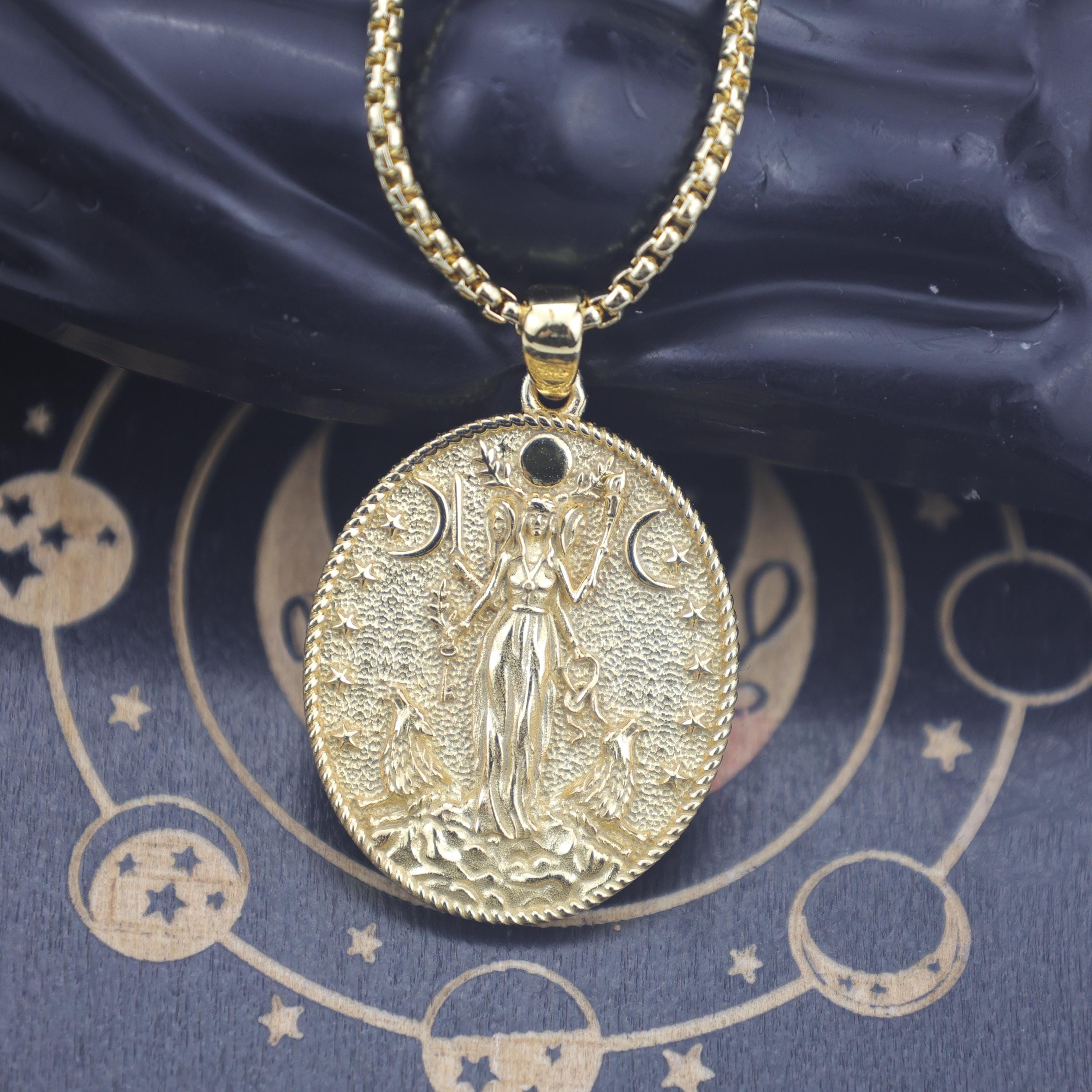 Hecate Triple Moon Goddess Necklace – 925 Sterling Silver Wiccan Amulet ...