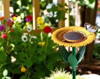 Comedero para pájaros con forma de girasol: resistente a la intemperie, para jardín y colibríes