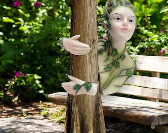 Resin Fairy Tree Hugger: statua da giardino di un elfo stravagante