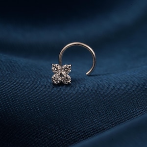 Anello al naso con diamanti scintillanti, perno al naso in oro massiccio 14k, gioielli per piercing al naso, anello per piercing al naso con diamanti per donne, gioielli per il corpo, anello al naso per lei