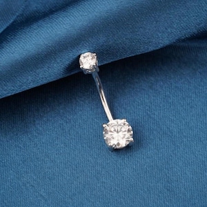 Classic Diamond Belly Ring 14k Solid Gold Belly Button Ring, Women Navel Piercing Jewelry, Gold Belly Button Ring Diamond Belly Ring For Her