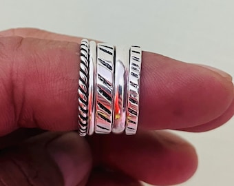 Sterling Silver Stackable Ring Set | Boho Band Rings