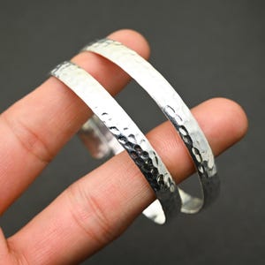 Hammered Sterling Silver Cuff Bracelet | Open End Chunky Silver Bangle | Adjustable Textured Silver Bracelet | Handmade Artisan Cuff