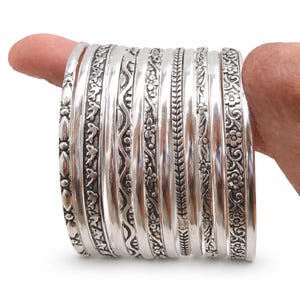 Ethnic Indian 925 Silver Bangle - Etsy