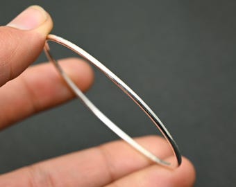 Dainty Sterling Silver Bangle – Thin, Minimalist Handmade Bracelet