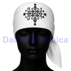 PAPA LEGBA Scarf- Papa Legba Mouchoir, Ezili Danto mouchwa lwa, voodoo Scarf, Hoodoo Scarf Veve mouchwa Veve Scarf Veve Mouchoir