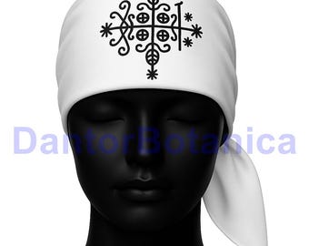 23.6X23.6 inches PAPA LEGBA Scarf- Papa Legba Mouchoir, Ezili Danto mouchwa lwa, voodoo Scarf, Hoodoo Scarf Veve mouchwa Veve Scarf Mouchoir