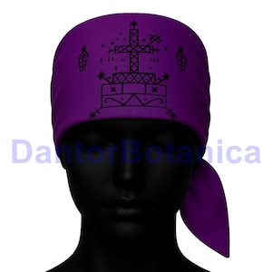 Halloween Baron Samedi Scarf- Papa Loco Mouchoir, Baron Samedi Gede mouchwa lwa, voodoo Scarf Hoodoo Scarf  mouchwa Veve Scarf Veve Mouchoir