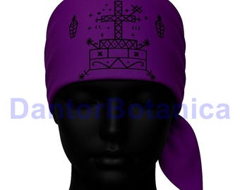 23.6X23.6 inches Halloween Baron Samedi Scarf- Papa Loco Mouchoir, Baron Samedi Gede mouchwa lwa, voodoo Scarf Hoodoo veve mouchwa  Mouchoir