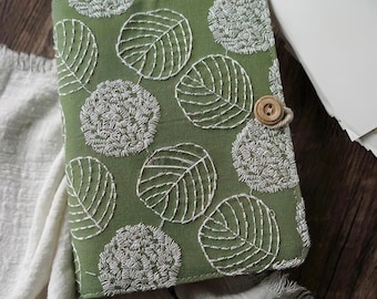 Personalized Embroidered Leaves Journal: Handmade A5/A6 Notebook