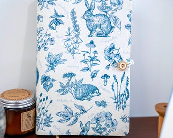 Handmade Rabbit Fabric Journal: Embroidered A5 A6 Notebook