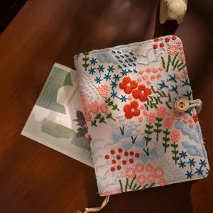 Personalized Embroidered Floral Journal: Handmade A5 A6 Notebook